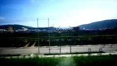 time lapse shot of a high speed bullet train or tour coach or bus