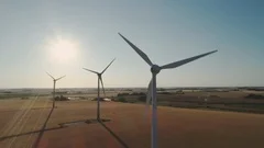 Clean Sustainable Energy Wind Farm Turbines 4k Aerial Renewable Power Sweden
