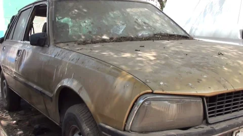 0972 Abandoned car Stock Footage 33985326