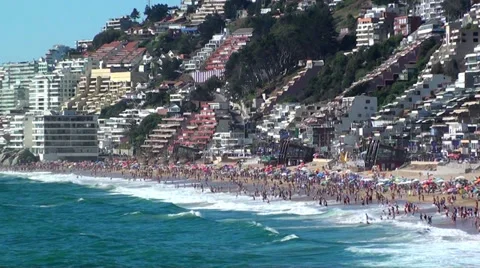 0979  Reñaca Beach, Viña del Mar, Chile Stock Footage 33867686