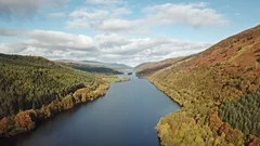 Flying through the Great Glen above Loch Oich towards Loch Ness in the scottish