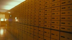 Safe Deposit Boxes in the bank vault room, bank prison room, bank cell bars,