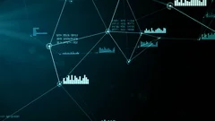 Futuristic abstract cyan network and data connection seamless animation