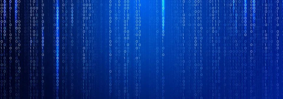 1 0 Binary Code, Abstract Matrix Blue Background for Computer Data Digital 库存插图