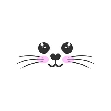 1 ?? 1Cute cat head vector illustration doodle, cat snout and whiskers. Outli Stock Illustration