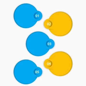 1, 2, 3, 4, 5 steps, progress chart, schedule template, in blue and yellow, v イラスト素材
