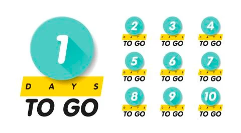 1, 2, 3, 4, 5, 6, 7, 8, 9, 10, days to go. Vector flat illustration. Group pi 库存插图