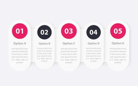 1, 2, 3, 4, 5 steps, business infographics, timeline Stock Illustration