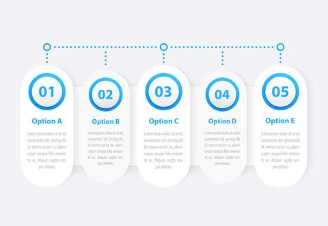 1, 2, 3, 4, 5 steps, business infographics, vector timeline Stock Illustration