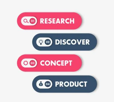 1, 2, 3, 4 steps template, timeline, progress chart, infographics elements, l Illustrazione stock