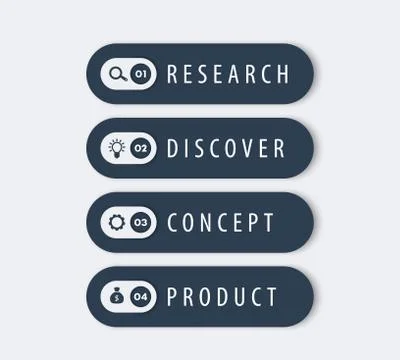 1, 2, 3, 4 steps template, progress chart, timeline, infographics elements, l Stock Illustration