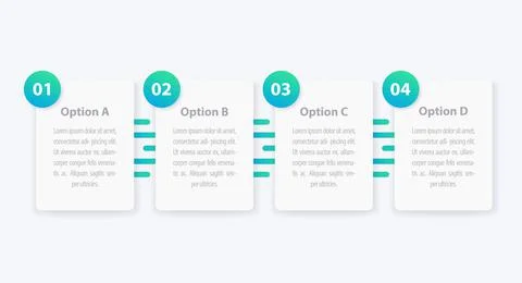 1, 2, 3, 4 steps, minimalistic infographics, timeline Stock Illustration