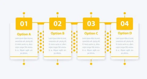 1, 2, 3, 4 steps, infographics, vector timeline Stock Illustration