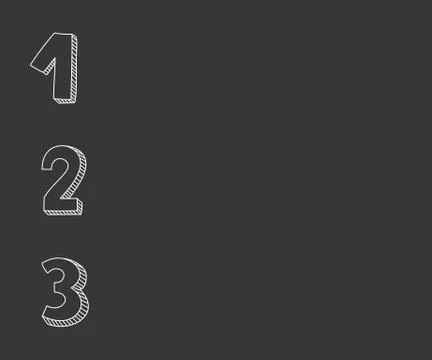 1, 2, 3 vector numbers on chalkboard Stock Illustration