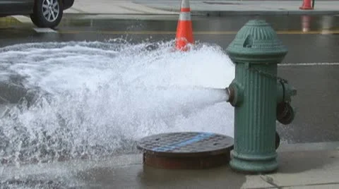 1 of 2 Fire Hydrant Spraying Stock Footage 10565151