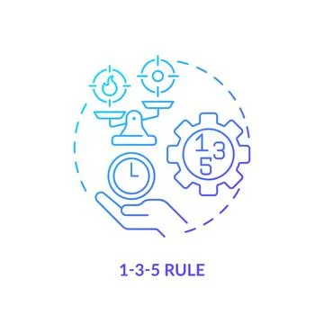 1-3-5 rule blue gradient concept icon Stock Illustration