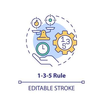 1-3-5 rule multi color concept icon Stock Illustration