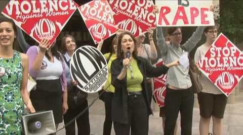 1 of 4 Protest against Dominique Strauss-Kahn/IMF Stock Footage 5295476