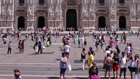 1 Of 5 Time-lapse Of Duomo Cathedral Square Milan Italy Stock Footage 131338670