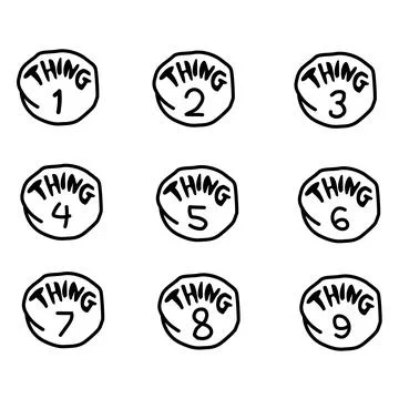 1-9 sign things graphic printable. circles with numbers one, two, three, four Stock Illustration