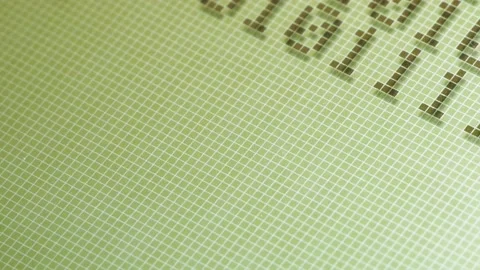 1 and 0 binary digits appearing on an retro large pixel LCD display, detail Stock Footage 165779885