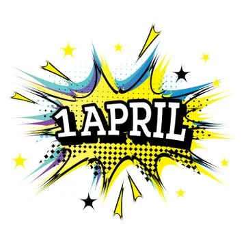 1 April Comic Text in Pop Art Style. Stockillustratie