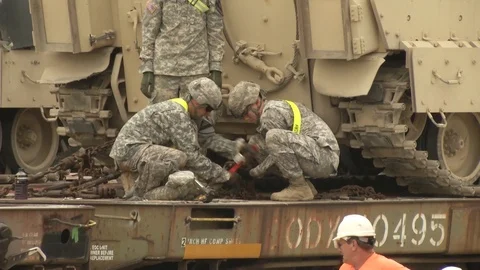 1 BCT, 1ST CAV DIV Conducts Railhead Operations - 2014 Stock Footage 100750875