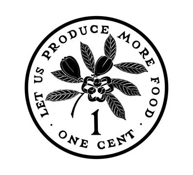 1 cent 1971 to 1974 reverse, Jamaica. Ackee fruit above value, legend around. Stock Illustration