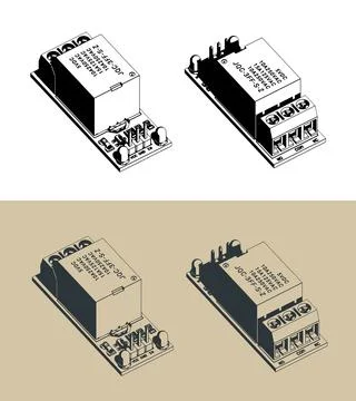 1 Channel relay module board isometric illustrations Stock Illustration