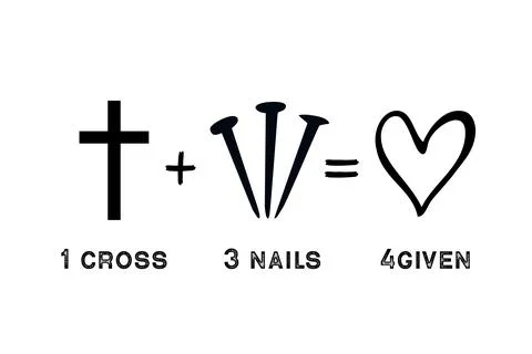 1 Cross + 3 Nails = 4given, Easter decor Stock Illustration