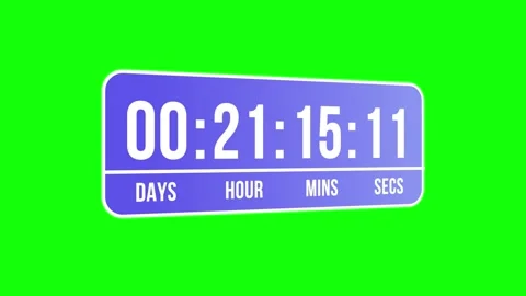 1 Day Countdown Timer Animation on Green Screen Video stock 312415817