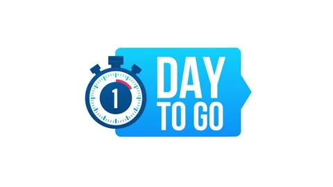 1 Day to go. Countdown timer. Clock icon. Time icon. Count time sale. Motion 库存影片 156617375