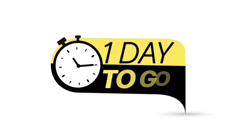 1 Day to go. Countdown timer. Clock icon. Time icon. Count time sale Vídeos de archivo 205147867