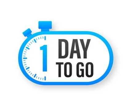 1 Day to go. Countdown timer. Clock icon. Time icon. Count time sale. Vector  Illustrazione stock
