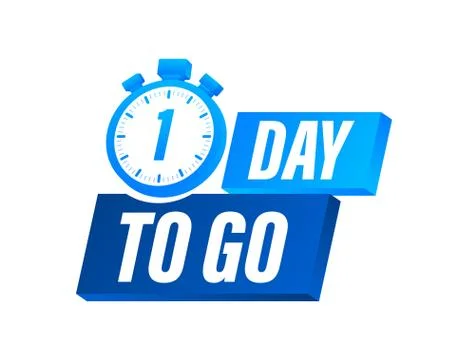1 Day to go. Countdown timer. Clock icon. Time icon. Count time sale. Vector  Illustrazione stock