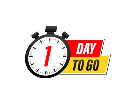 1 Day to go. Countdown timer. Clock icon. Time icon. Count time sale. Vector Illustrazione stock