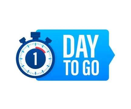 1 Day to go. Countdown timer. Clock icon. Time icon. Count time sale. Vector Illustrazione stock