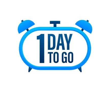 1 Day to go. Countdown timer. Clock icon. Time icon. Count time sale. Vector  Illustrazione stock