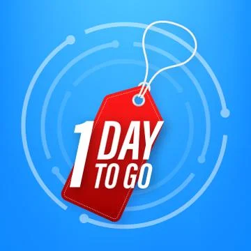 1 Day to go. Countdown timer. Clock icon. Time icon. Count time sale. Vector  Illustrazione stock