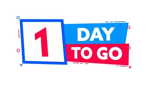 1 Day to go. Countdown timer. Countdown left days banner. Sale or promotion Stock Illustration