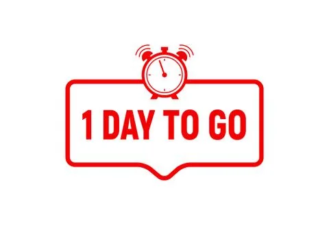 1 day to go last countdown icon. One day go sale price offer promo deal timer, 1 Illustrazione stock