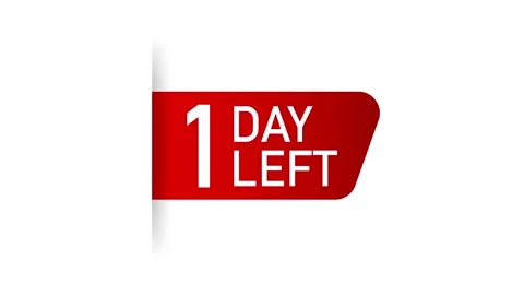 1 Day to go Red Label. Red Web Ribbon. Motion graphics. Stock-Footage 150645950