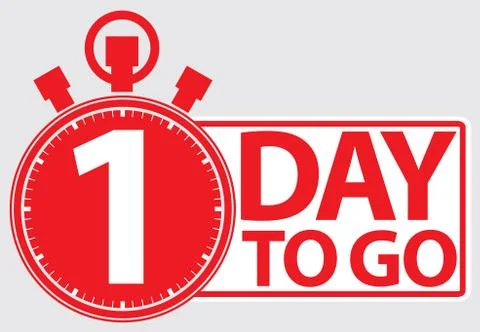 1 day to go red label, vector illustration Illustrazione stock