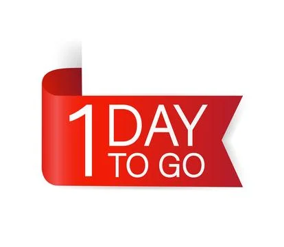 1 day to go red Label. Red web ribbon isolated on white background. Vector stock イラスト素材