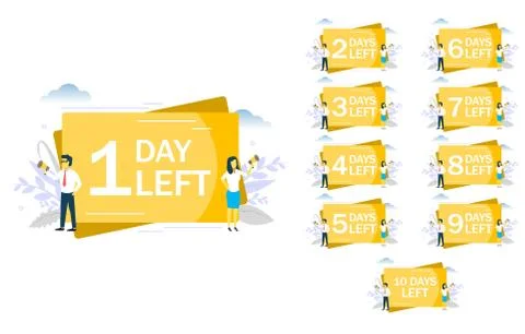 1 day left announcement, vector flat style design illustration Stock Illustration