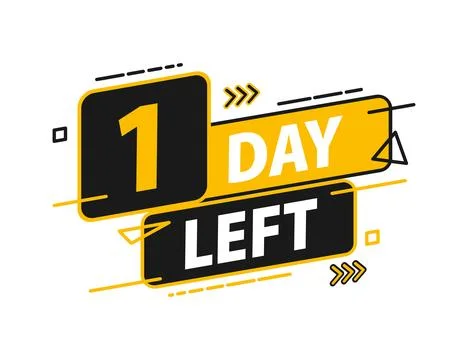 1 day left. Countdown discounts and sale time. 1 day left sign, label. Vector Stockillustratie