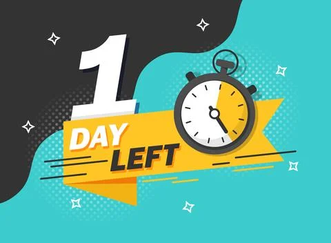 1 day left icon in flat style. Offer countdown date number vector illustrat.. 스톡 일러스트