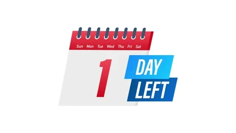 1 Day Left label on white background. Flat icon. Motion graphics. Stock-Footage 150644211