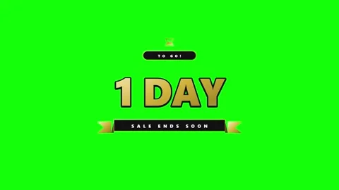 1 day left sale countdown motion with gold text on green screen chroma key .. Stock Footage 344855395
