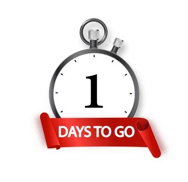 1 days to go. Countdown of days remaining. Offer timer sticker limited to a few 스톡 일러스트